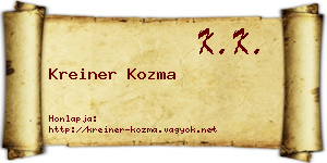 Kreiner Kozma névjegykártya